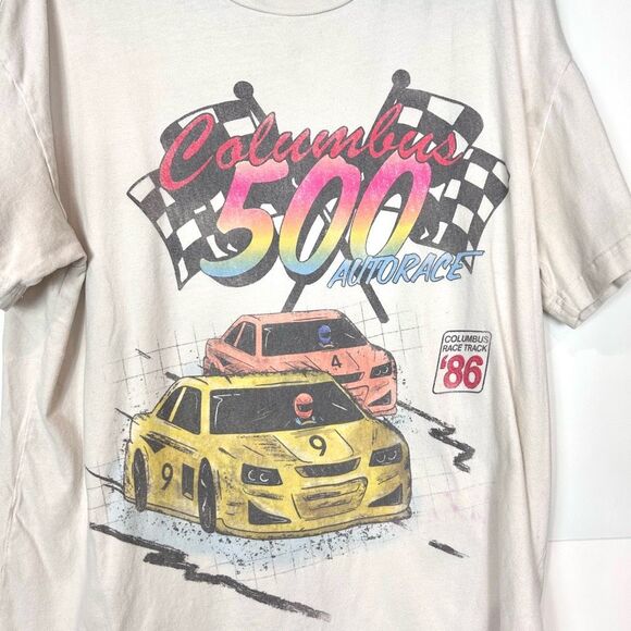 Abercrombie & Fitch Graphic Tee Shirt White Racing Car Nascar Racing Columbus L - Picture 4 of 14